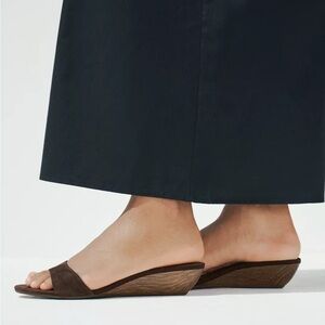 Zara Suede Brown Wedge Heel Sandal